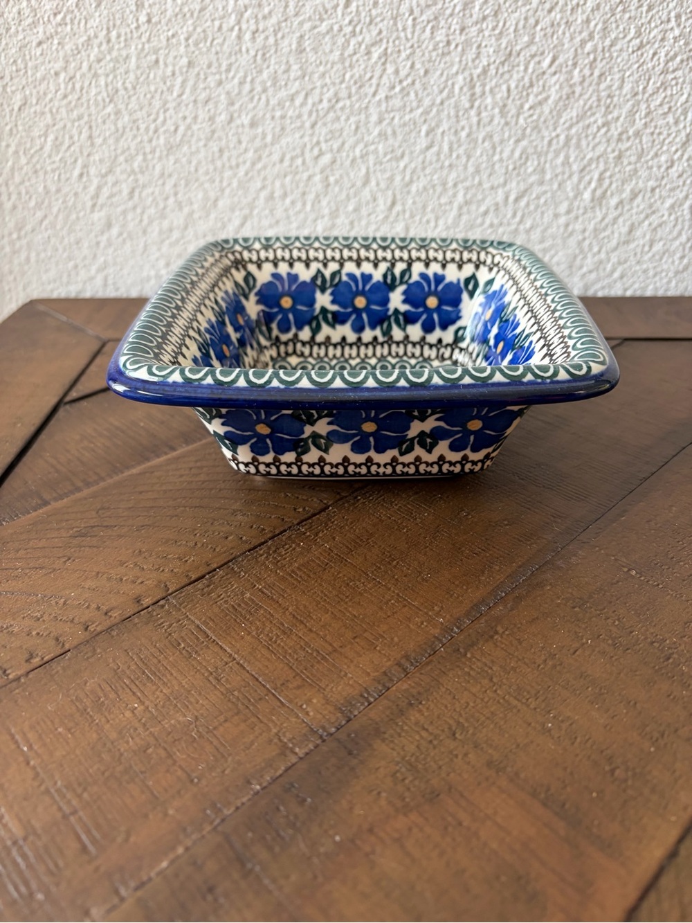 Polish Pottery Boleslawiec Poland Square Bowl EUC